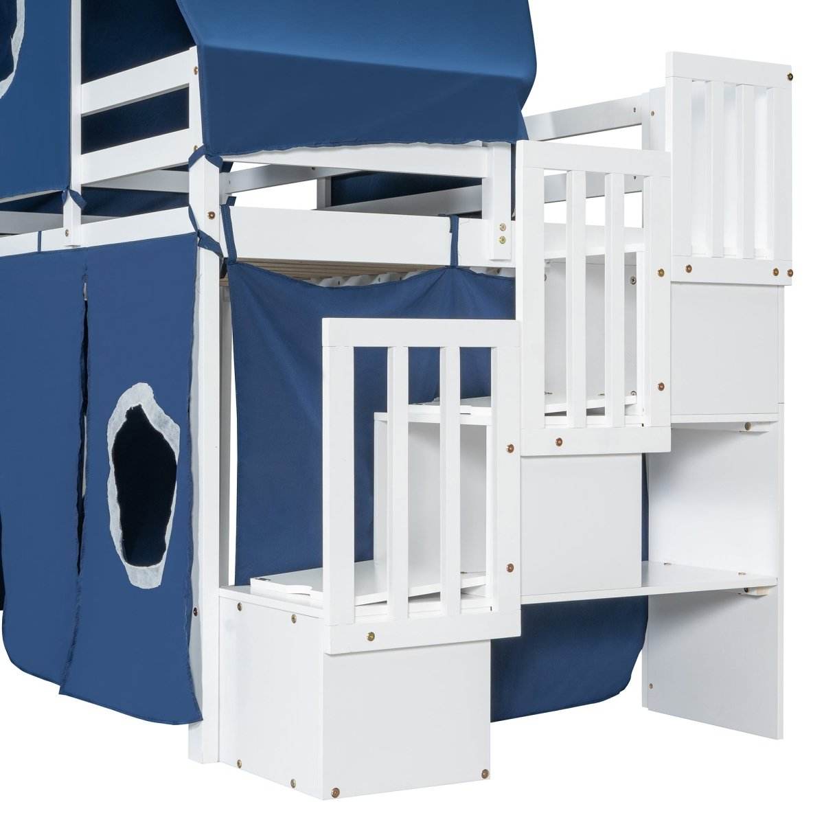 Solid Wood Twin Playhouse Loft Bed With Tent Tower - Sleep Galleria
