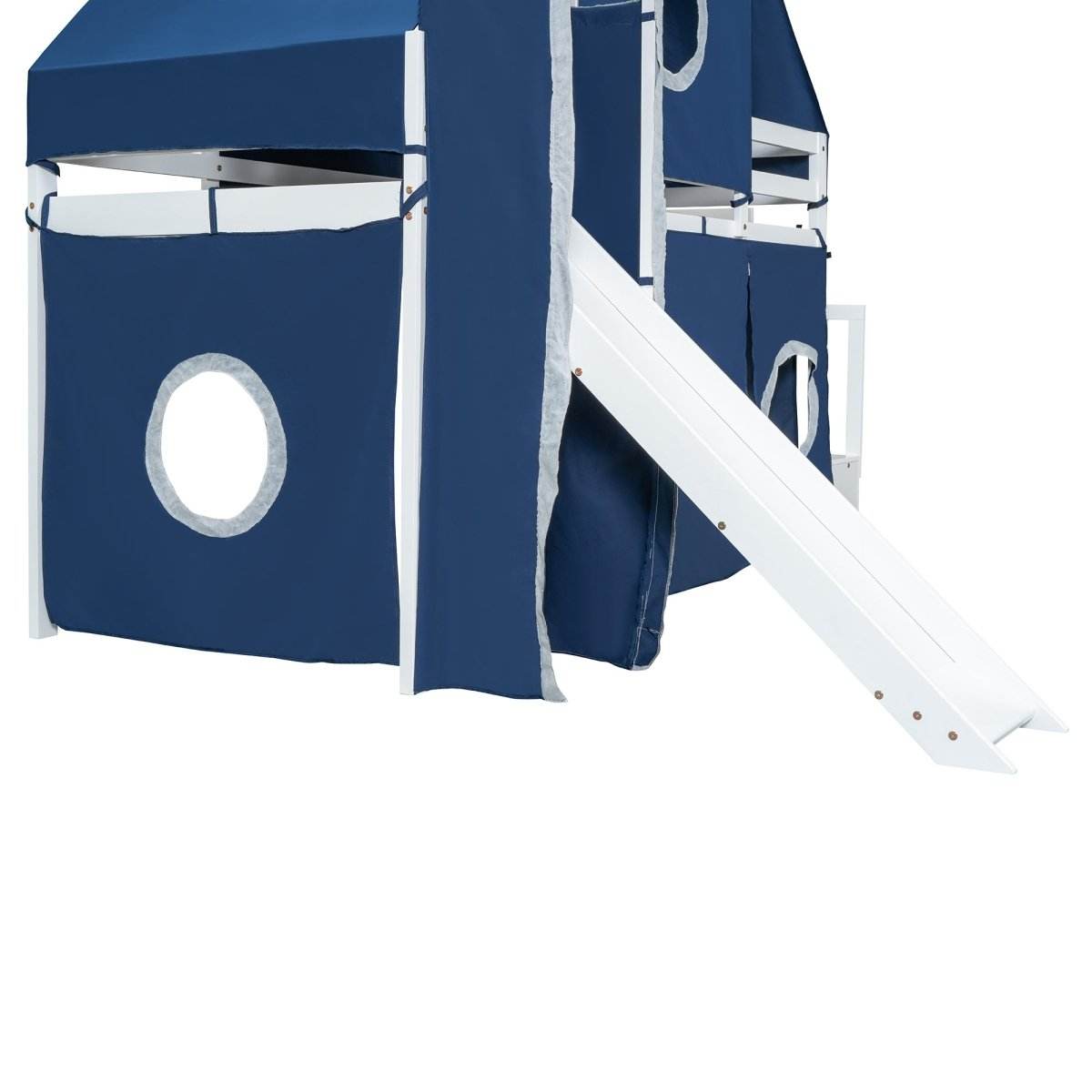 Solid Wood Twin Playhouse Loft Bed With Tent Tower - Sleep Galleria