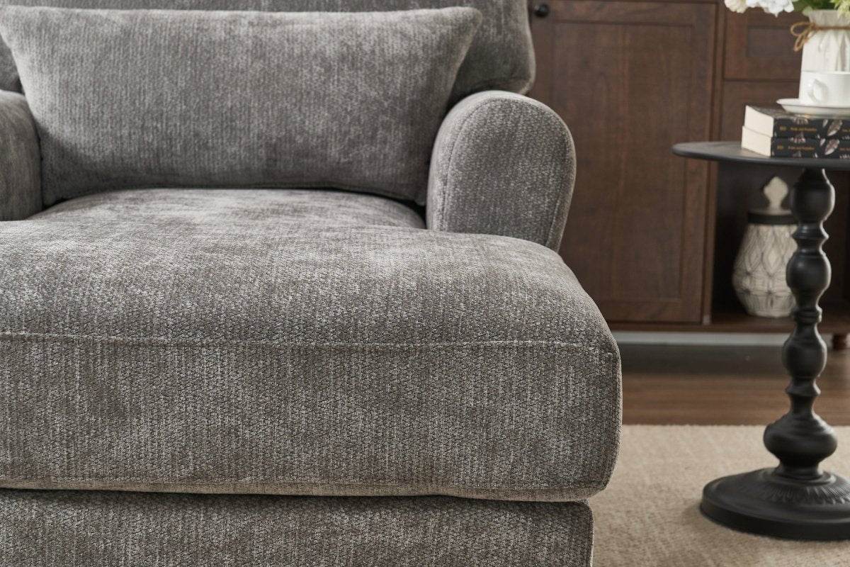 Spacious Soft Upholstered Grey Chaise Lounge Recliner Chair - Sleep Galleria