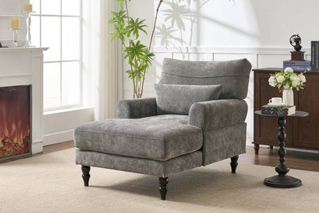 Spacious Soft Upholstered Grey Chaise Lounge Recliner Chair - Sleep Galleria