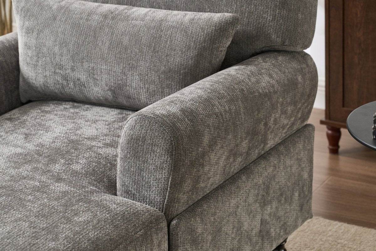 Spacious Soft Upholstered Grey Chaise Lounge Recliner Chair - Sleep Galleria