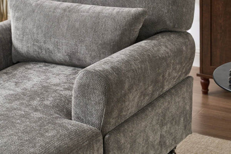 Spacious Soft Upholstered Grey Chaise Lounge Recliner Chair - Sleep Galleria