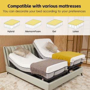 Split King Adjustable Bed Frame With Massage USB Ports - Restanew - Omega Lifestyles