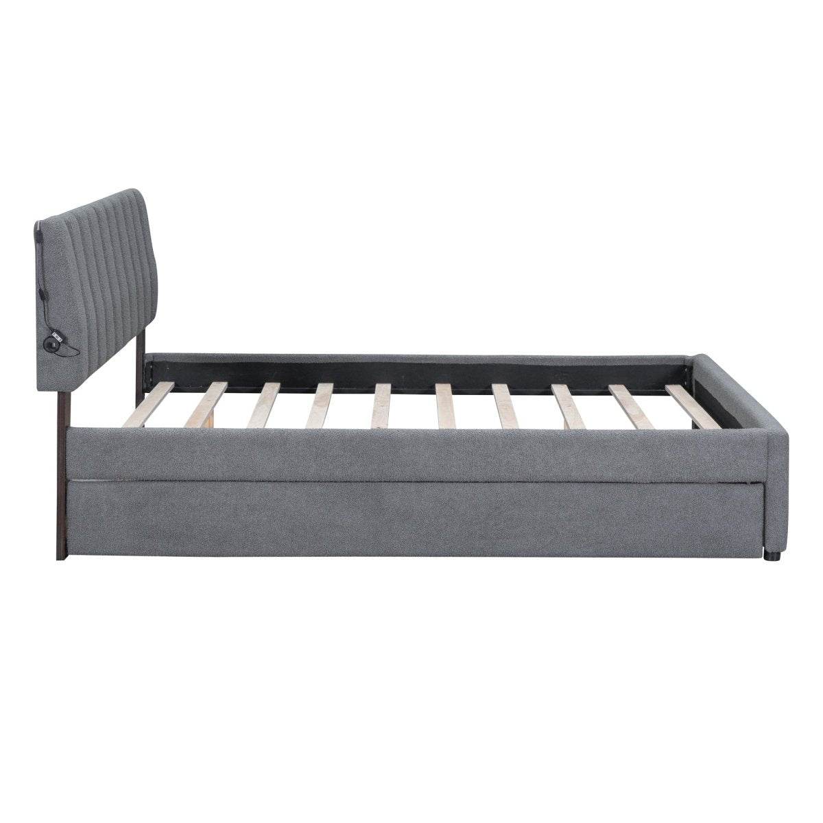 Teddy Fleece Upholstered Platform Bed With Trundle - Sleep Galleria