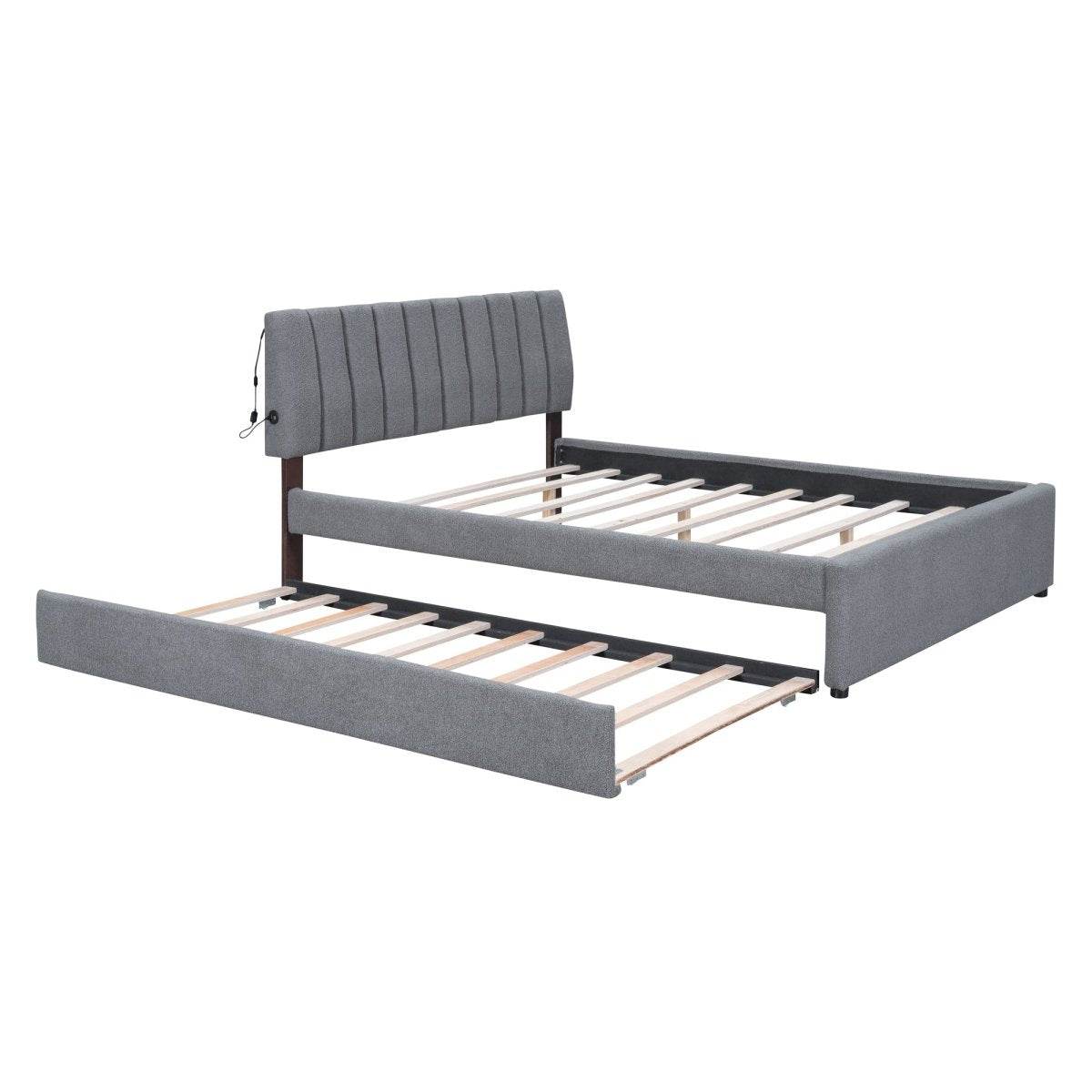 Teddy Fleece Upholstered Platform Bed With Trundle - Sleep Galleria