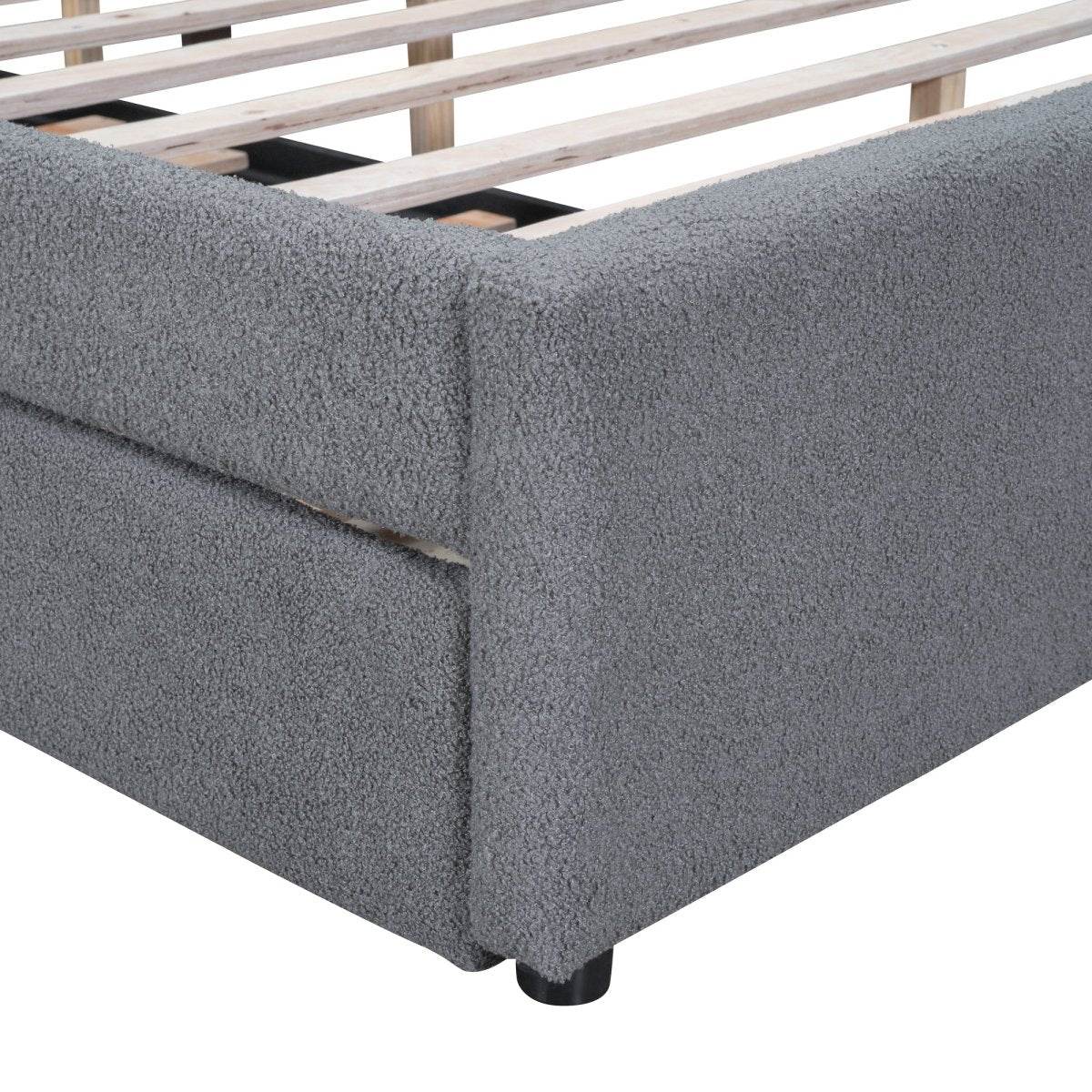 Teddy Fleece Upholstered Platform Bed With Trundle - Sleep Galleria