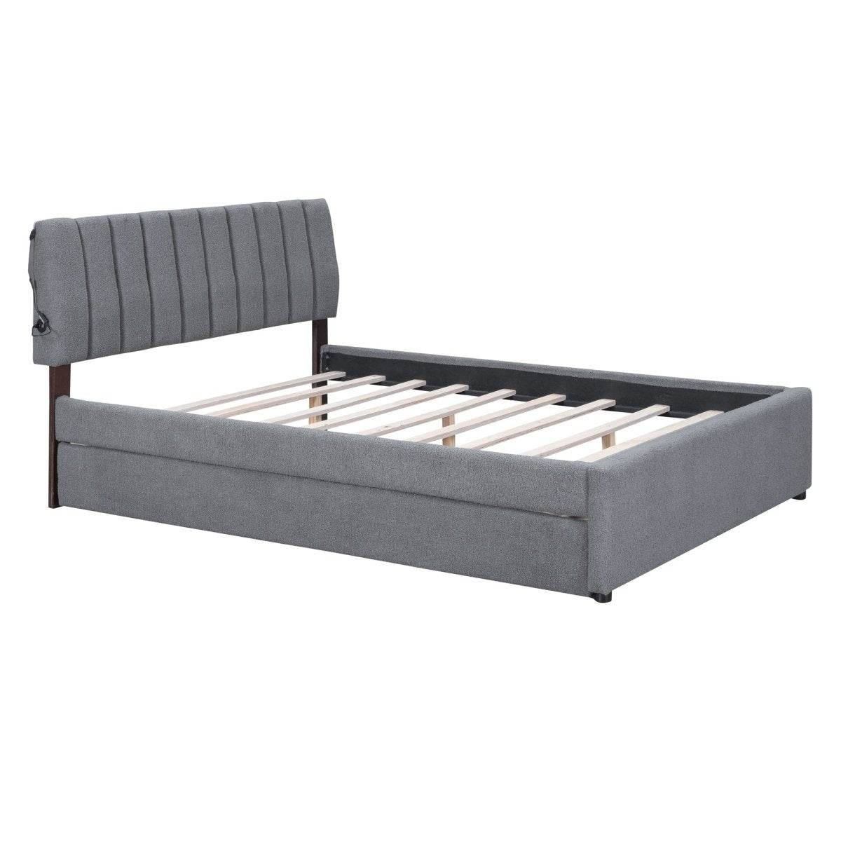 Teddy Fleece Upholstered Platform Bed With Trundle - Sleep Galleria