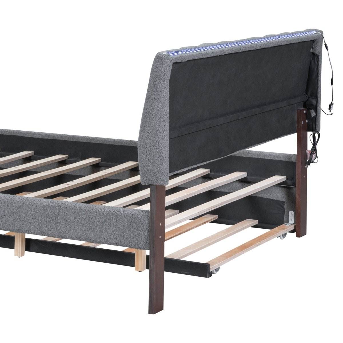 Teddy Fleece Upholstered Platform Bed With Trundle - Sleep Galleria