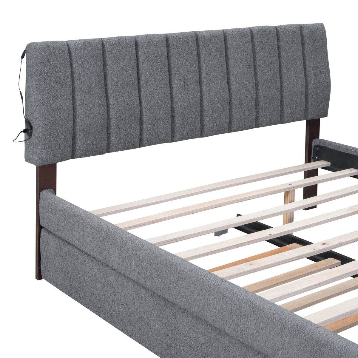 Teddy Fleece Upholstered Platform Bed With Trundle - Sleep Galleria