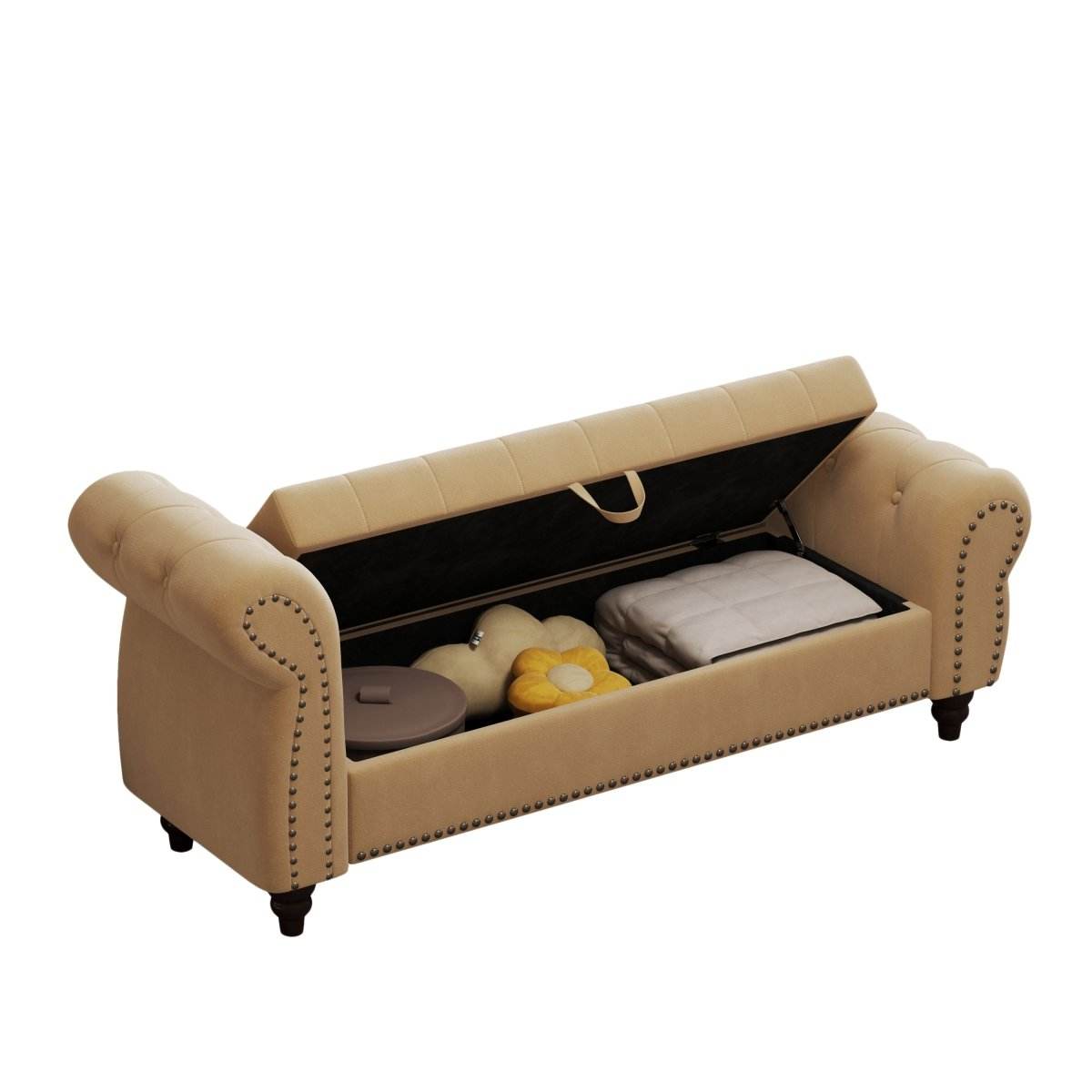 Tufted Velvet Bed Bench With Storage and Recliner - Sleep Galleria