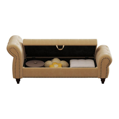 Tufted Velvet Bed Bench With Storage and Recliner - Sleep Galleria