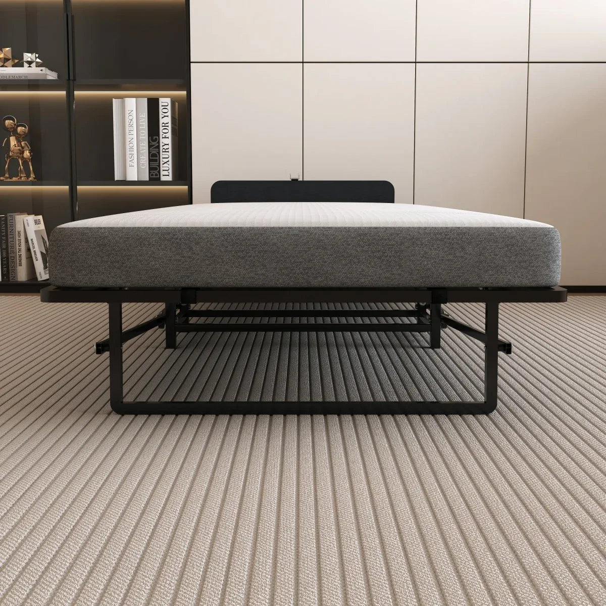 Twin Folding Metal Bed Frame With High Density Foam Mattress - Omega Lifestyles