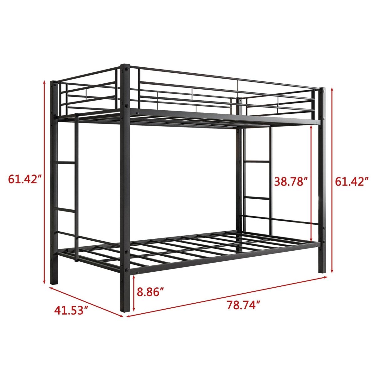Twin Metal Bunk Bed Frame With Slatted Support - Restanew - Omega Lifestyles