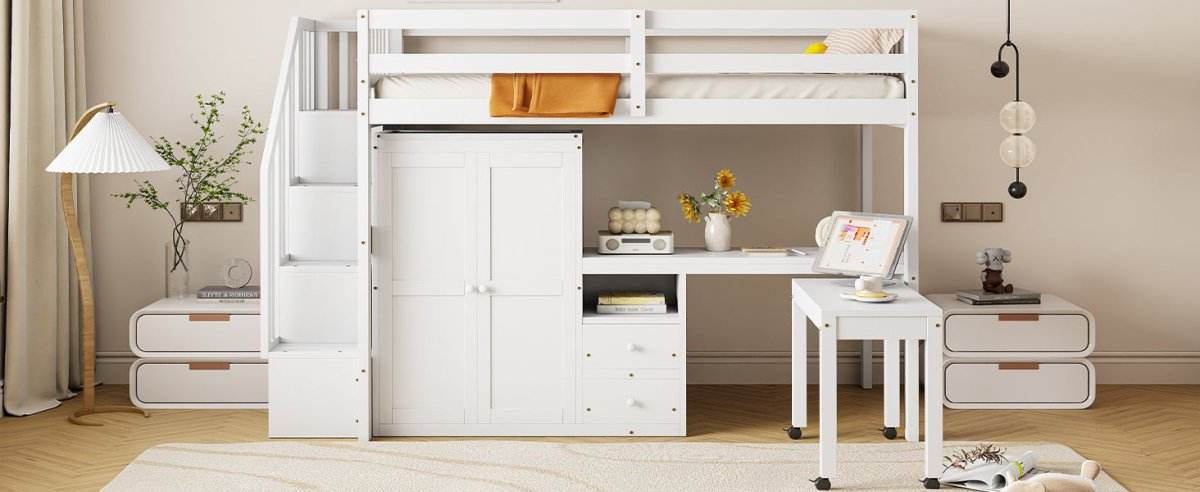 Twin Multifunctional Loft Bed With Storage Desk Drawers - Sleep Galleria