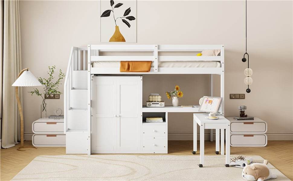 Twin Multifunctional Loft Bed With Storage Desk Drawers - Sleep Galleria