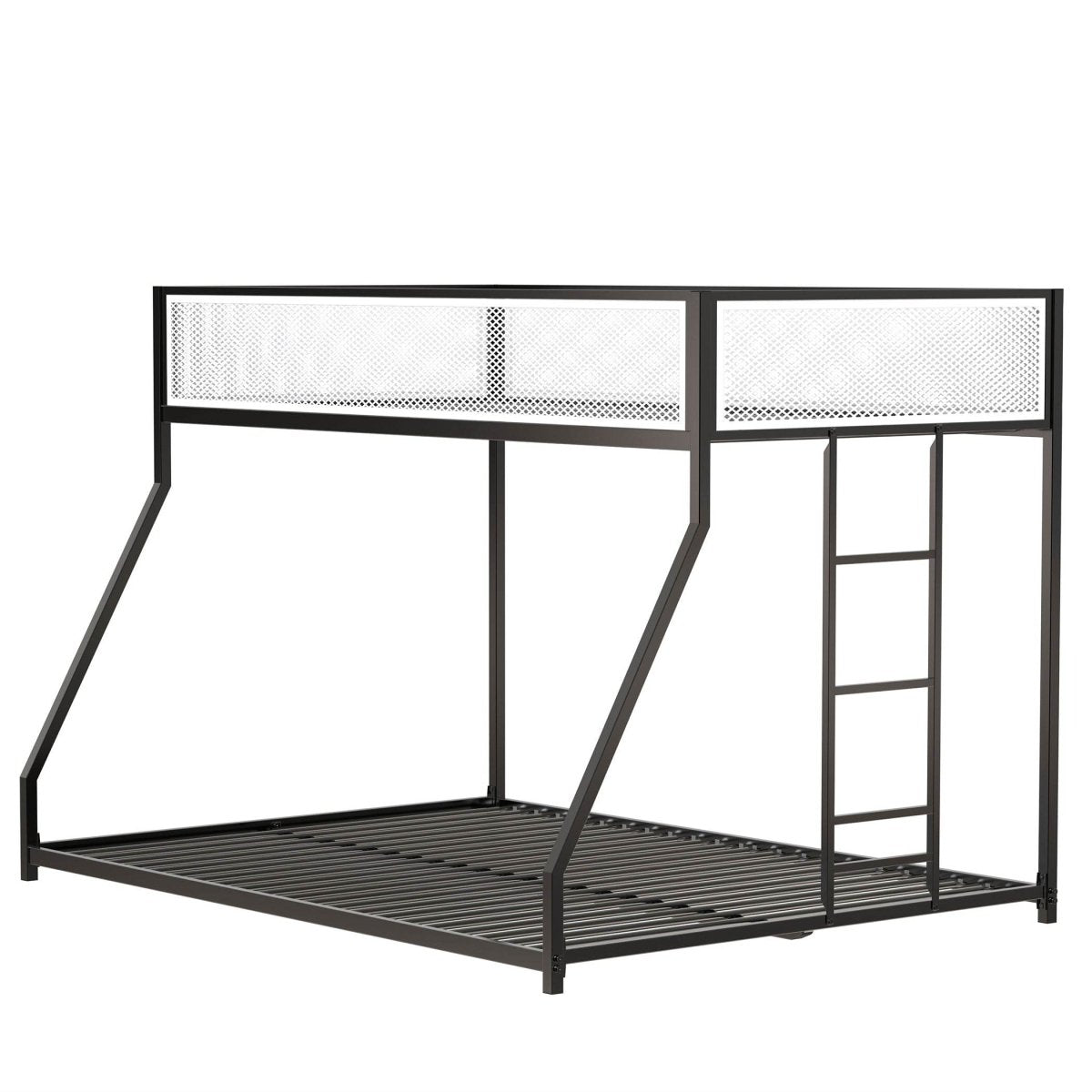Twin Over Full Metal Bunk Bed With Ladder and Guardrails - Restanew - Omega Lifestyles