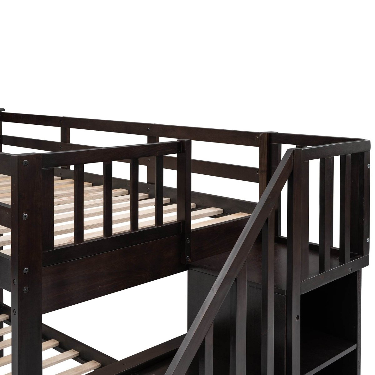 Twin - Over - Full Solid Wood Stairway Storage Bunk Bed - Restanew - Omega Lifestyles