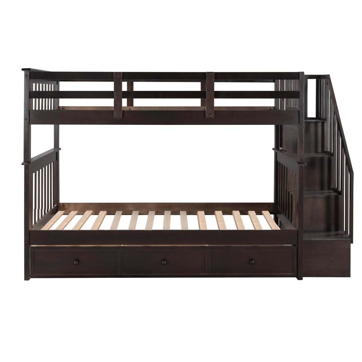 Twin Over Twin Solid Wood Bunk Bed With Drawers - Restanew - Omega Lifestyles