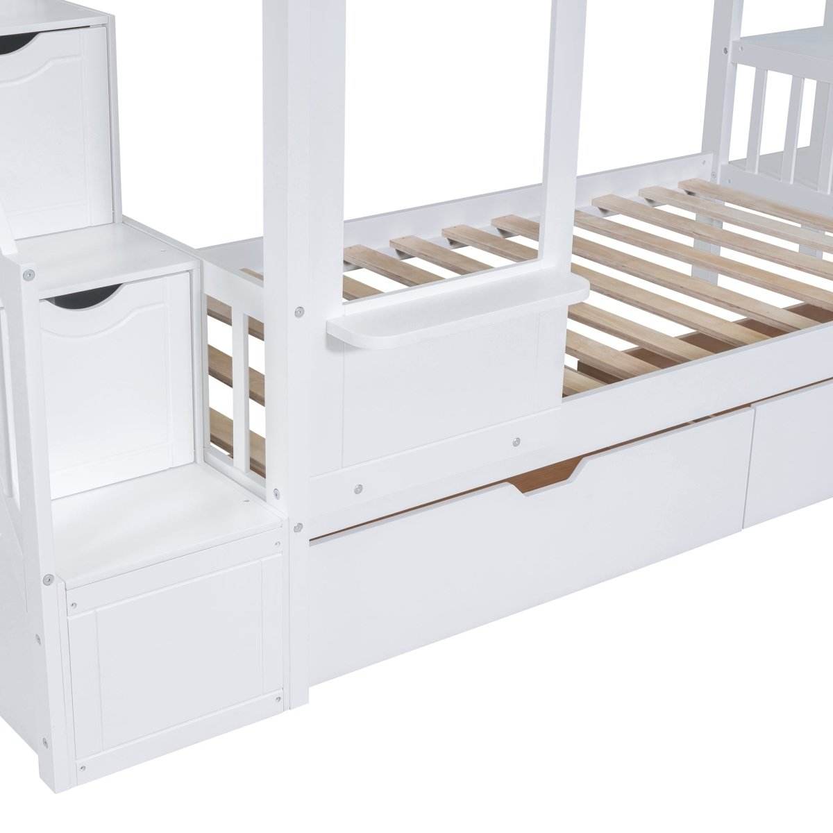 Twin-Over-Twin Solid Wood Castle Style Bunk Bed With Slide - Sleep Galleria