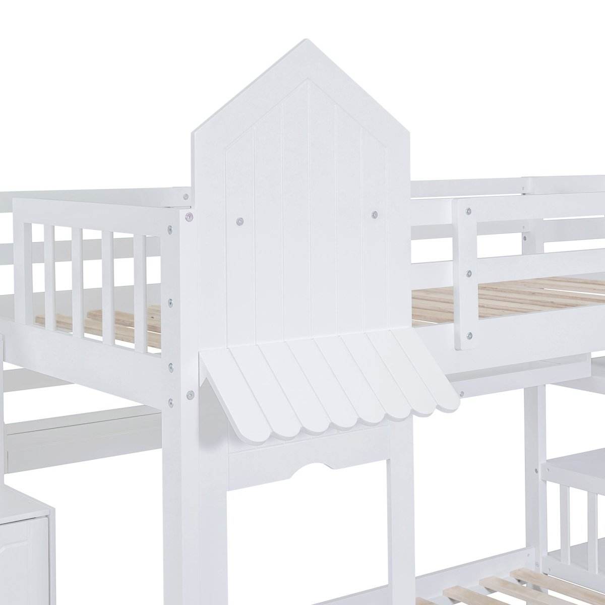 Twin-Over-Twin Solid Wood Castle Style Bunk Bed With Slide - Sleep Galleria
