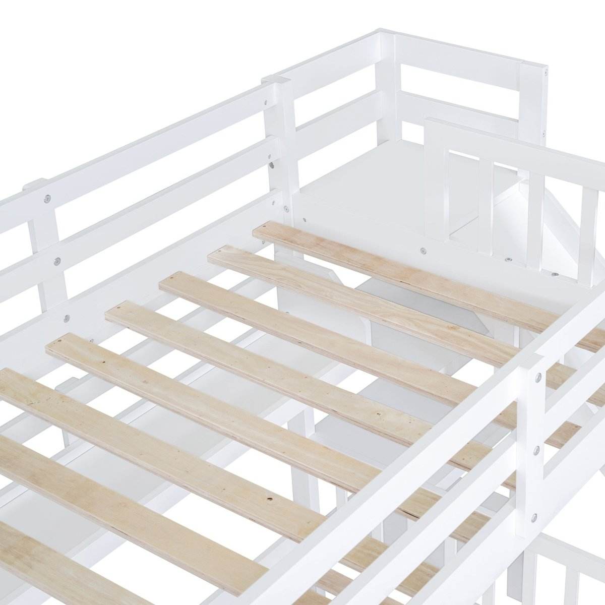 Twin-Over-Twin Solid Wood Castle Style Bunk Bed With Slide - Sleep Galleria