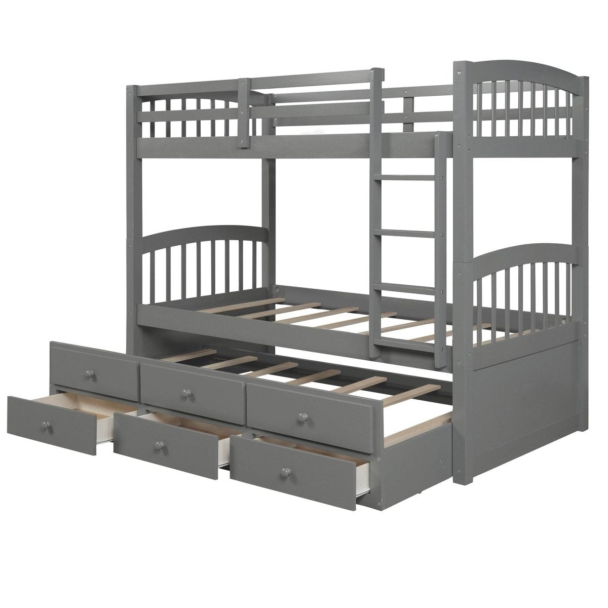 Twin - Over - Twin Solid Wood Trundle Bunk Bed With Drawers - Restanew - Omega Lifestyles