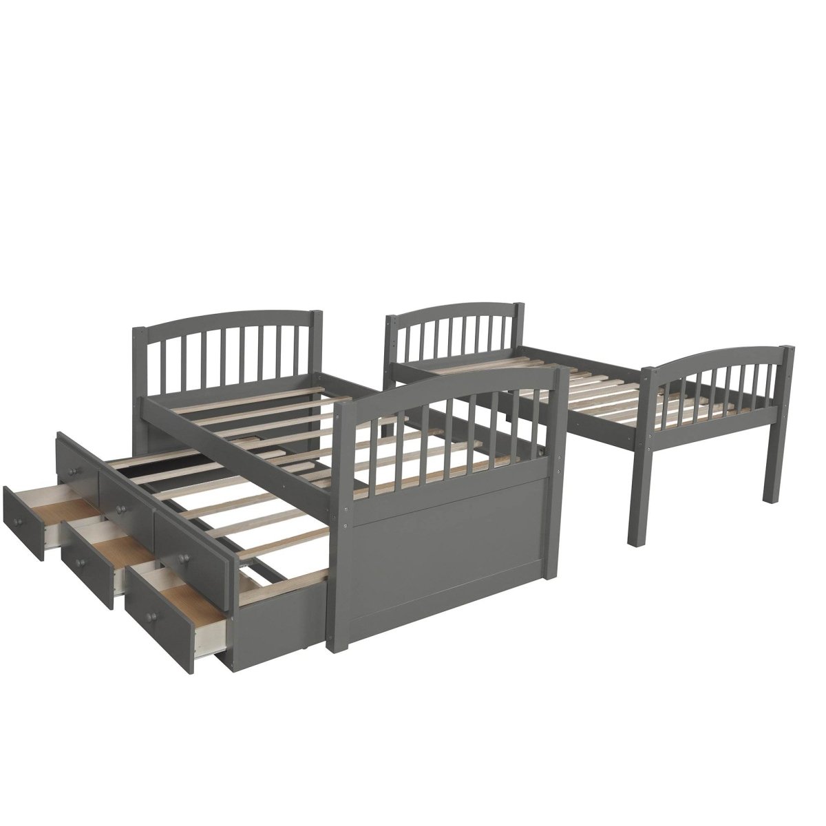 Twin - Over - Twin Solid Wood Trundle Bunk Bed With Drawers - Restanew - Omega Lifestyles