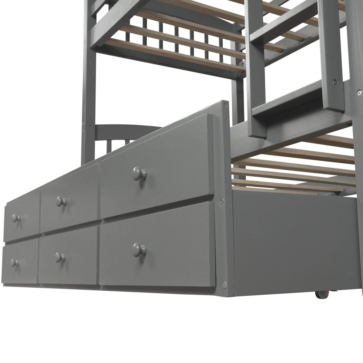 Twin - Over - Twin Solid Wood Trundle Bunk Bed With Drawers - Restanew - Omega Lifestyles