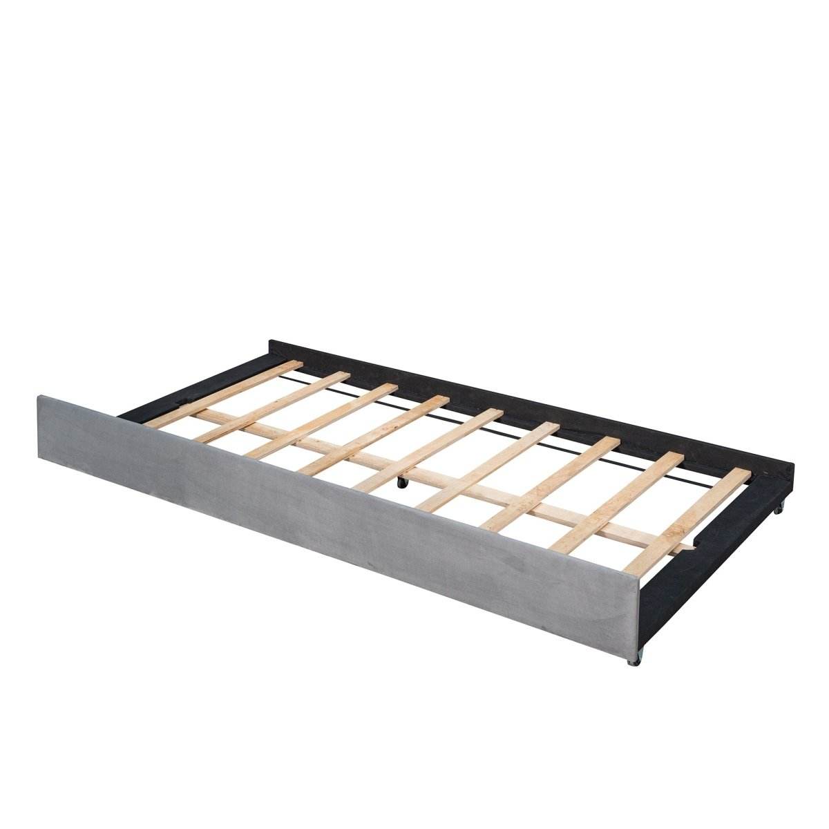 Upholstered Twin Daybed With Trundle And Wood Slats - Sleep Galleria