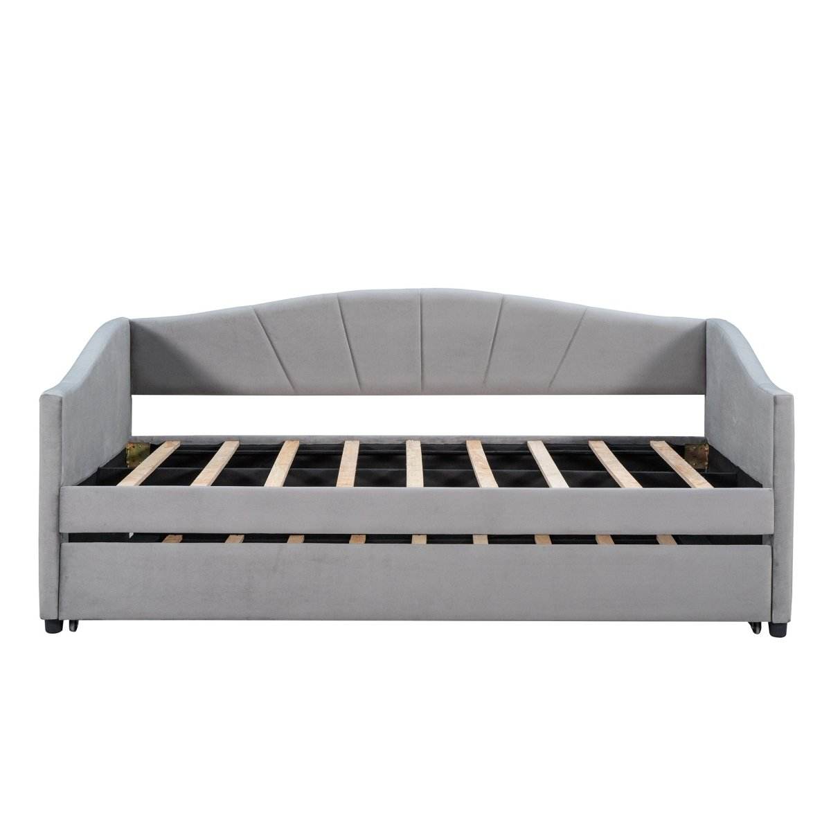Upholstered Twin Daybed With Trundle And Wood Slats - Sleep Galleria