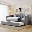 Upholstered Twin Daybed With Trundle and Wood Slats - Sleep Galleria