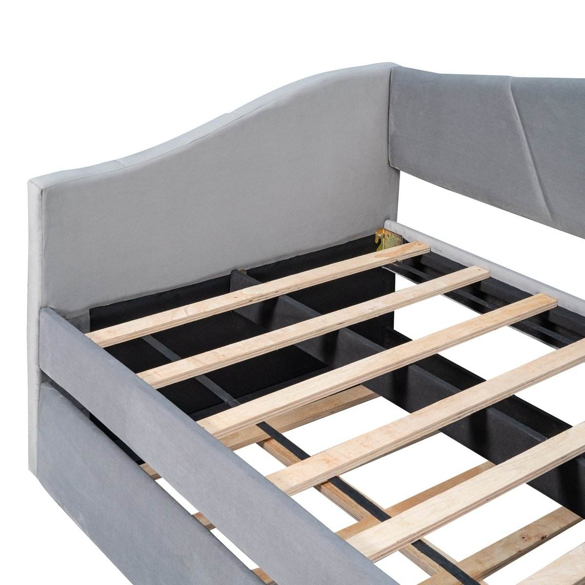 Upholstered Twin Daybed With Trundle And Wood Slats - Sleep Galleria