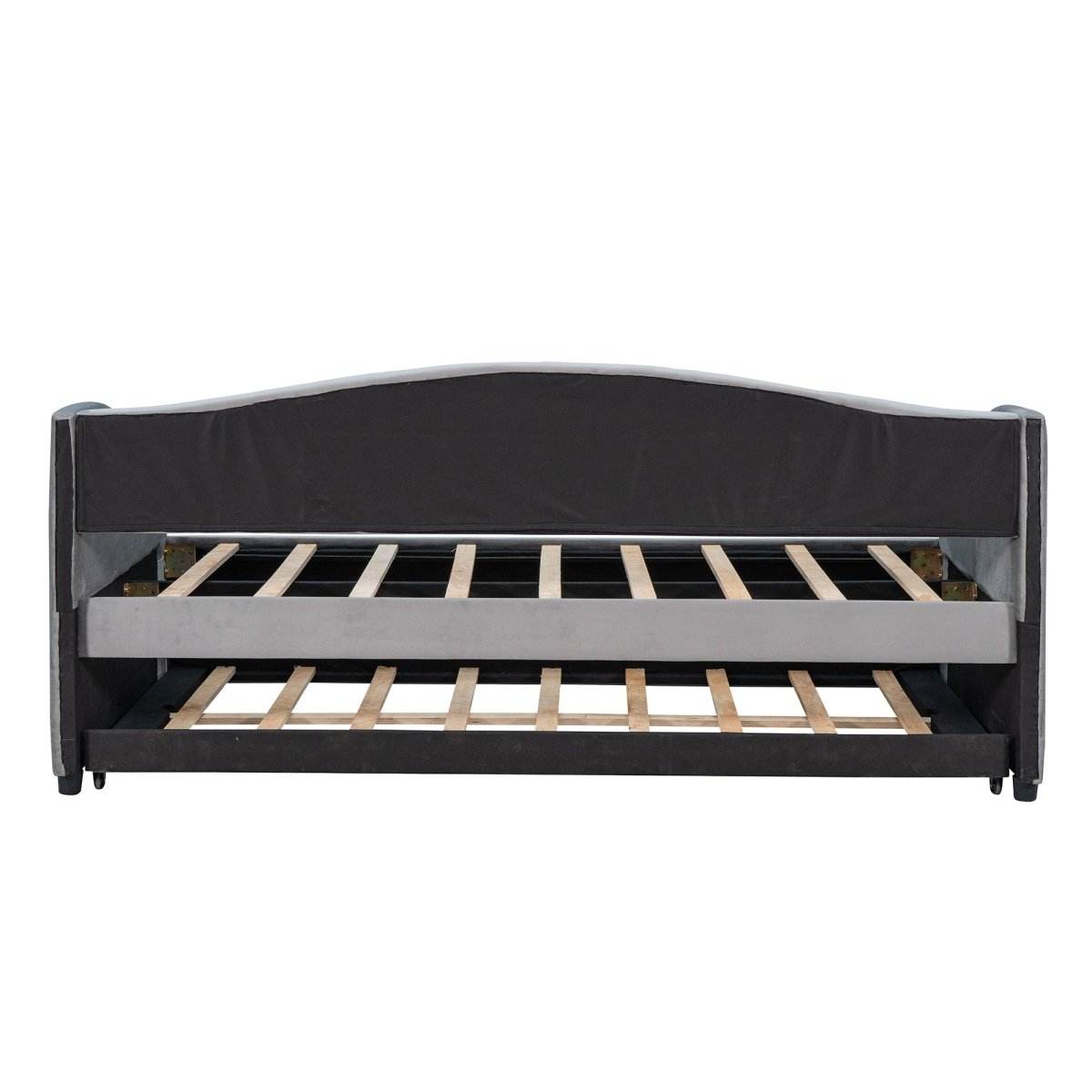 Upholstered Twin Daybed With Trundle And Wood Slats - Sleep Galleria