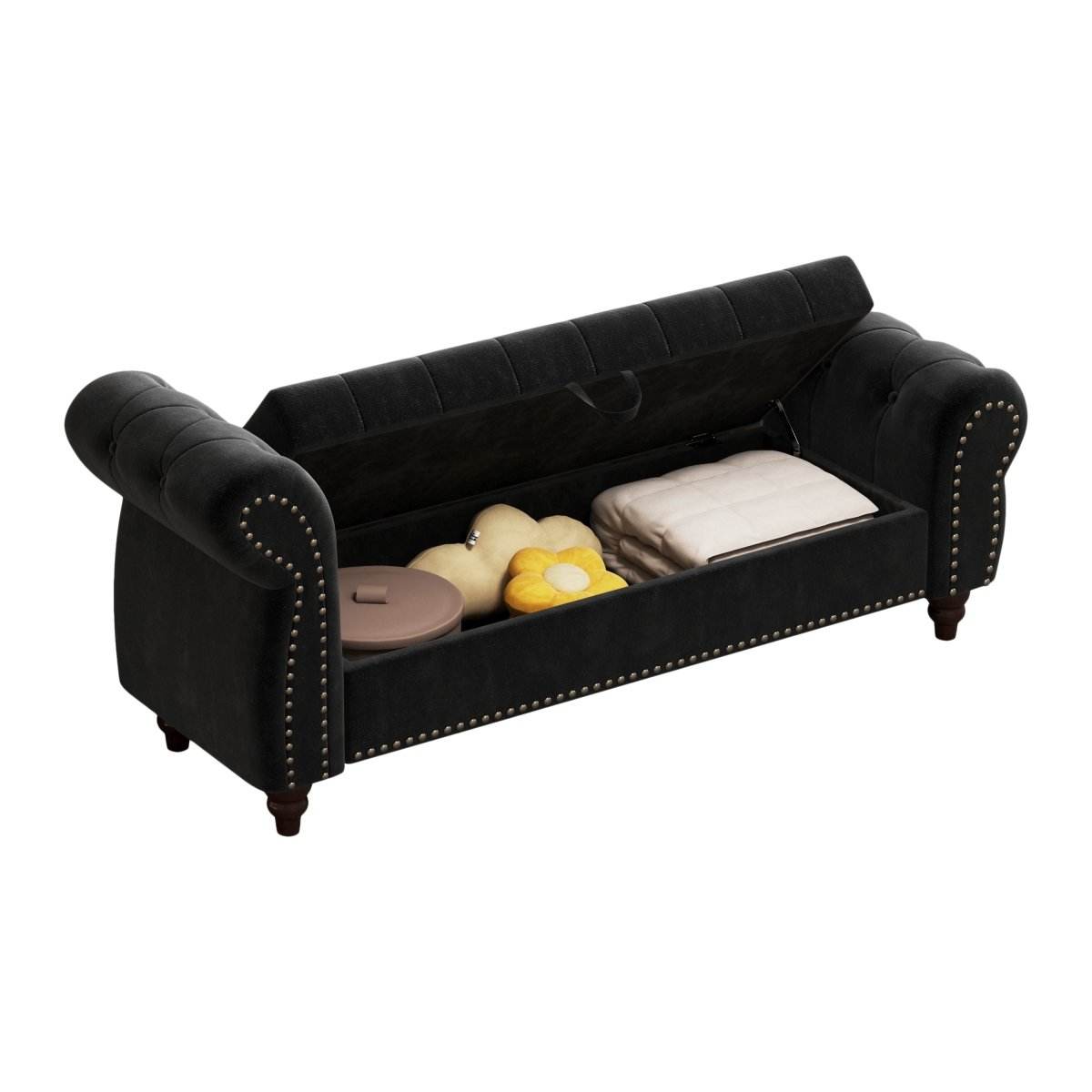 Velvet Upholstered Tufted Bed Bench With Storage - Sleep Galleria