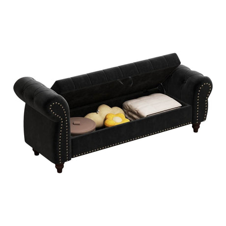 Velvet Upholstered Tufted Bed Bench With Storage - Sleep Galleria