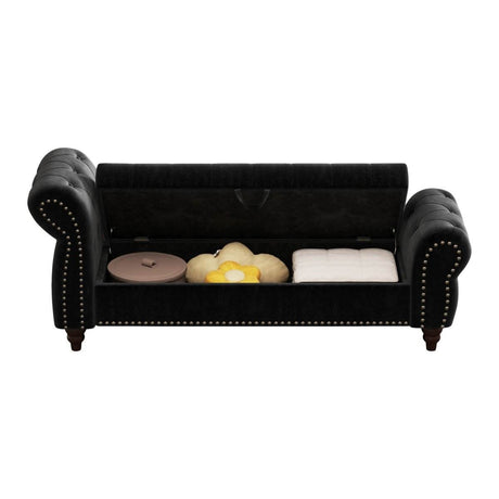 Velvet Upholstered Tufted Bed Bench With Storage - Sleep Galleria