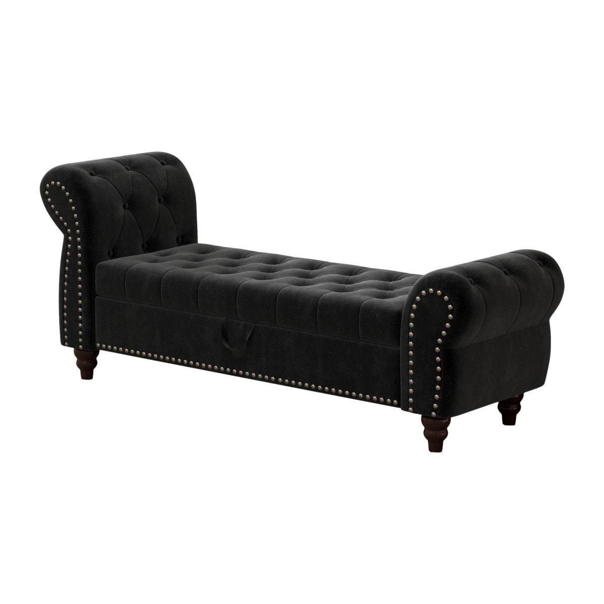 Velvet Upholstered Tufted Bed Bench With Storage - Sleep Galleria