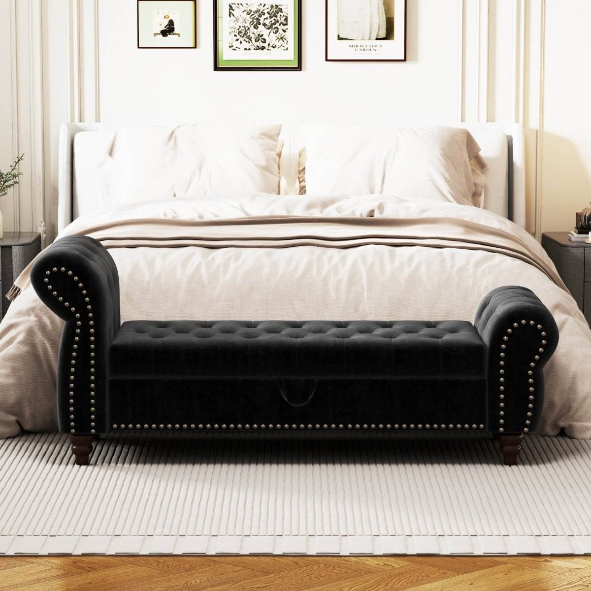 Velvet Upholstered Tufted Bed Bench With Storage - Sleep Galleria