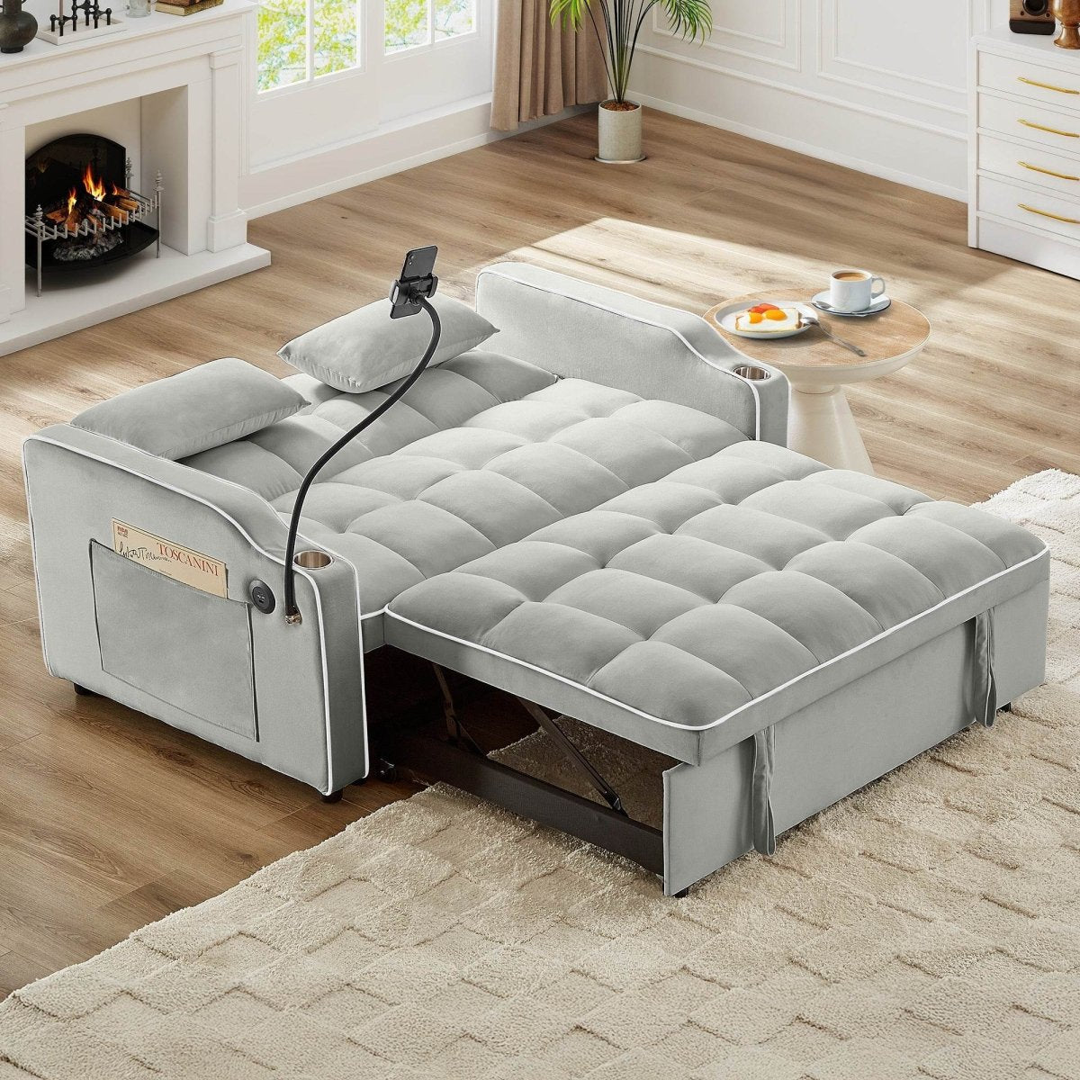 Versatile Convertible Velvet Sleeper Sofa Bed Recliner - Restanew - Omega Lifestyles