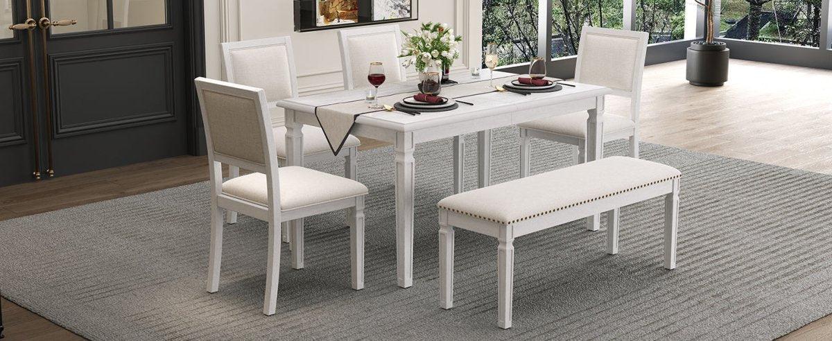 Vintage Extendable Rustic Farmhouse Dining Table Set - Omega Lifestyles