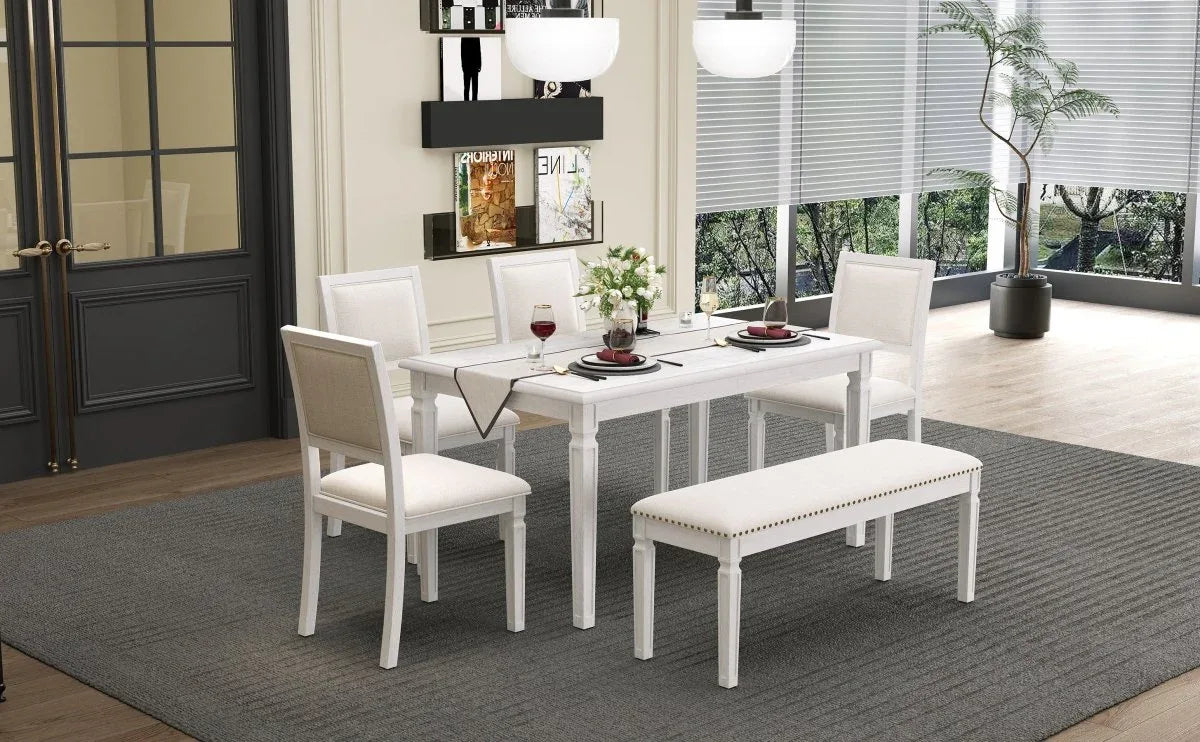 Vintage Extendable Rustic Farmhouse Dining Table Set - Omega Lifestyles