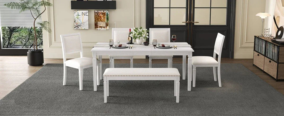 Vintage Extendable Rustic Farmhouse Dining Table Set - Omega Lifestyles