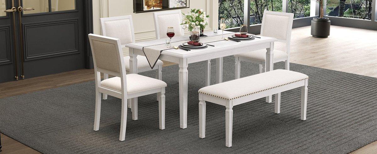 Vintage Extendable Rustic Farmhouse Dining Table Set - Omega Lifestyles