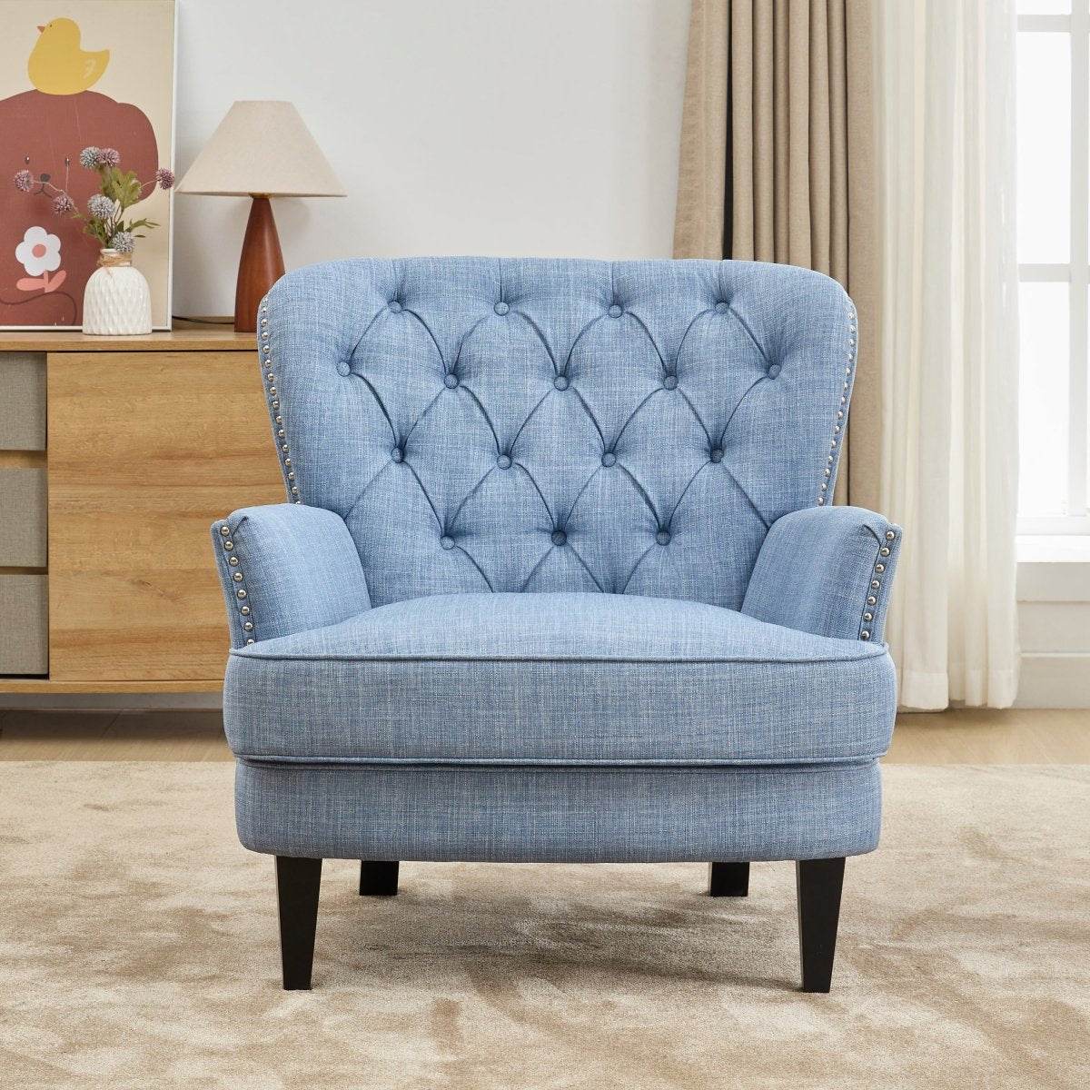 Vintage-Inspired Tufted Nailhead Trim Accent Chair - Sleep Galleria