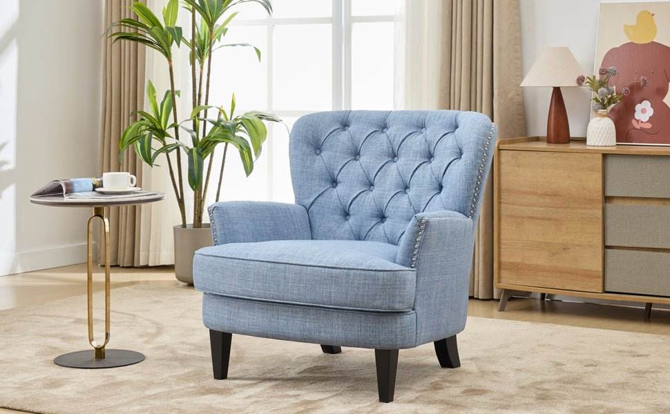 Vintage-Inspired Tufted Nailhead Trim Accent Chair - Sleep Galleria