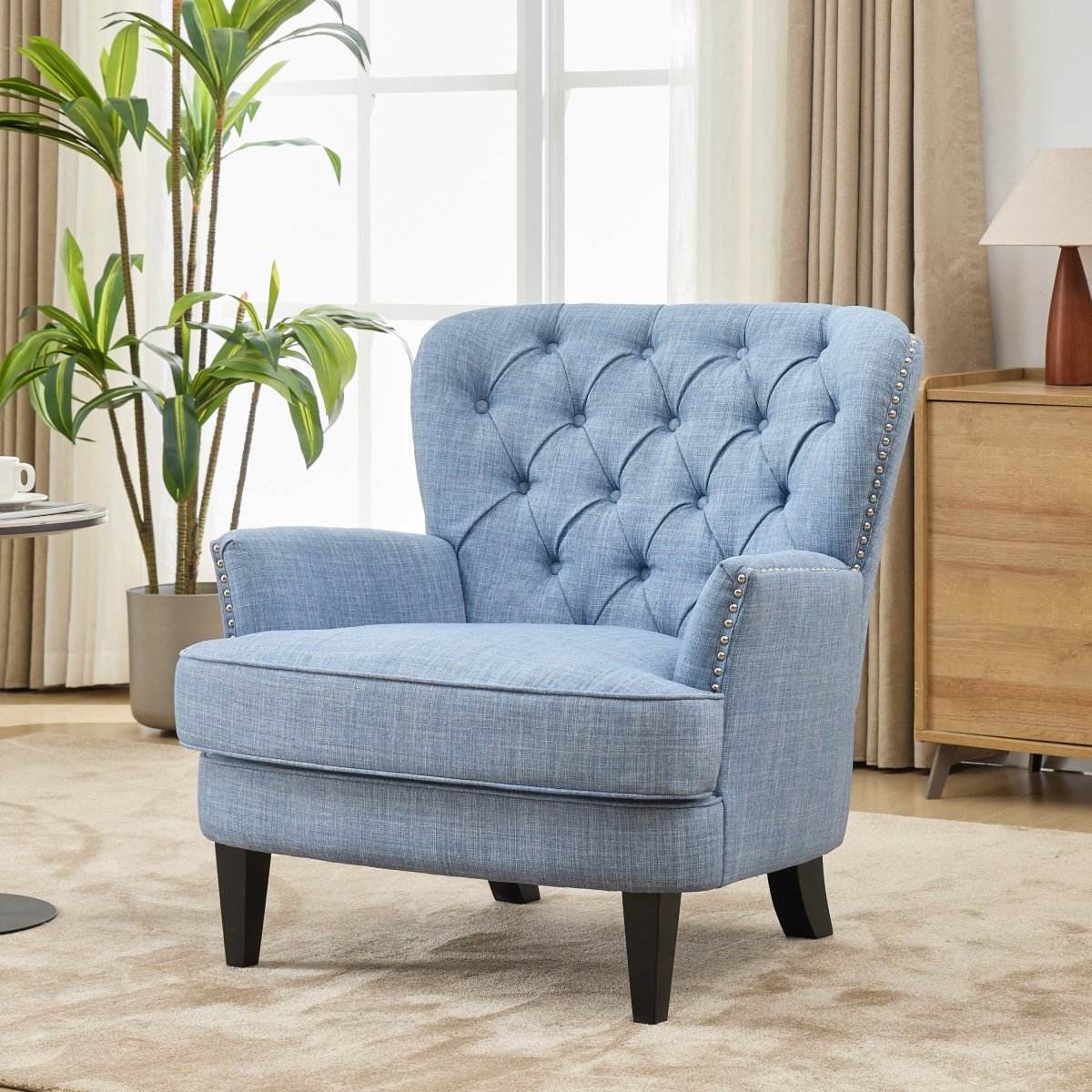Vintage-Inspired Tufted Nailhead Trim Accent Chair - Sleep Galleria