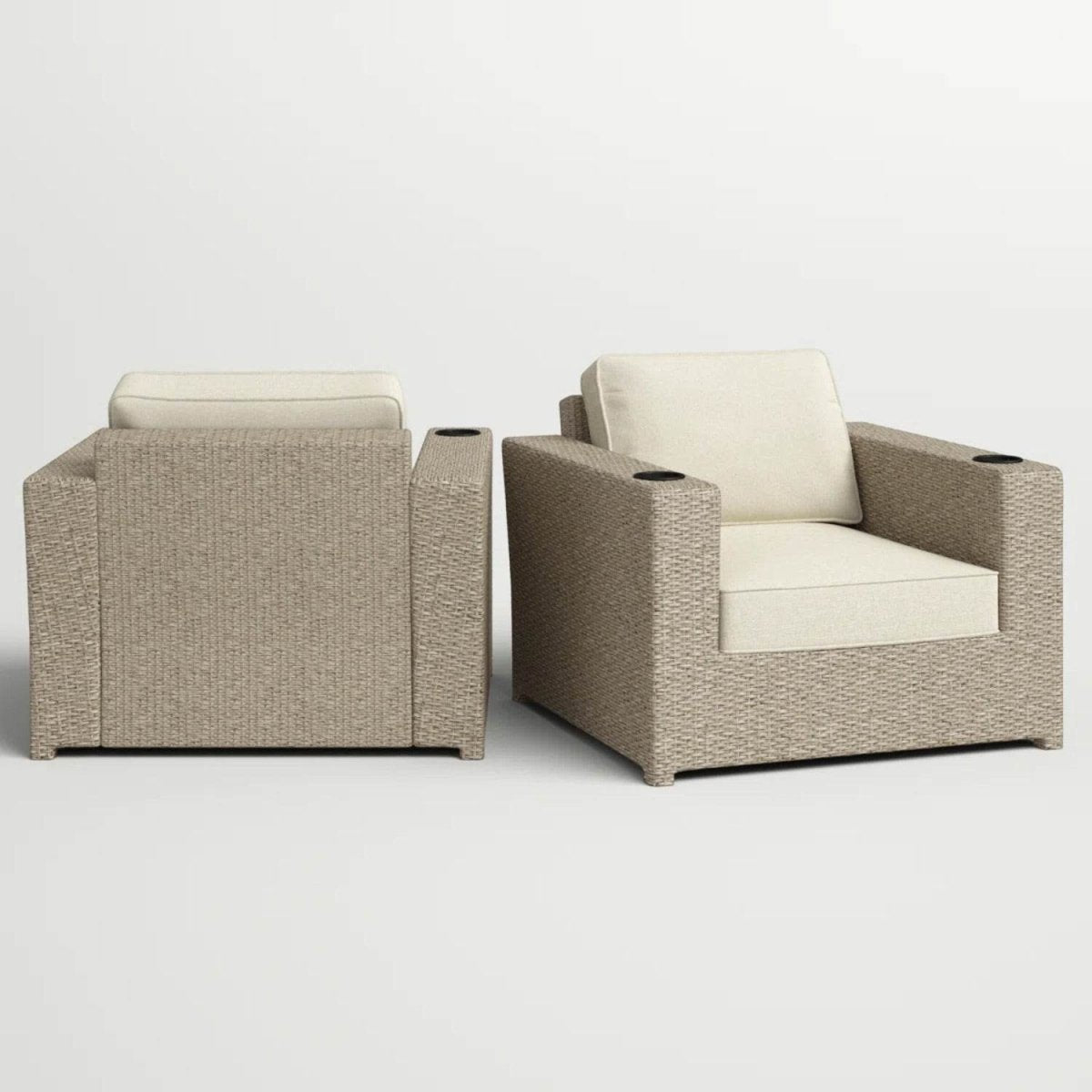 Weather - Resistant Outdoor Wicker Lounge Chairs Set Of 2 - Restanew - Omega Lifestyles