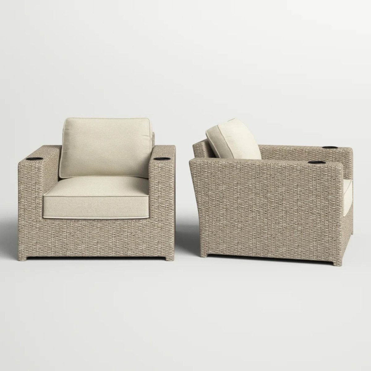 Weather - Resistant Outdoor Wicker Lounge Chairs Set Of 2 - Restanew - Omega Lifestyles