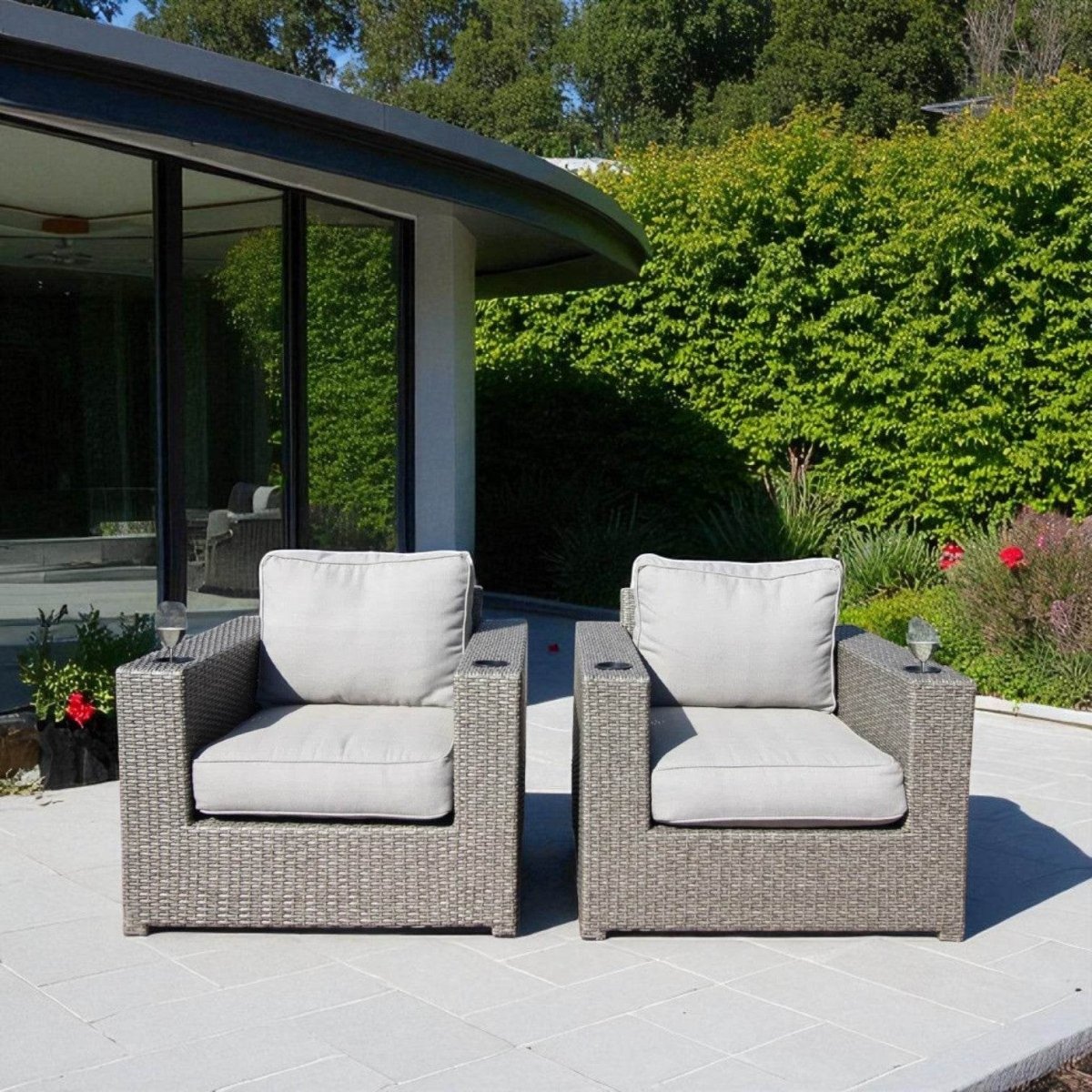 Weather - Resistant Outdoor Wicker Lounge Chairs Set Of 2 - Restanew - Omega Lifestyles