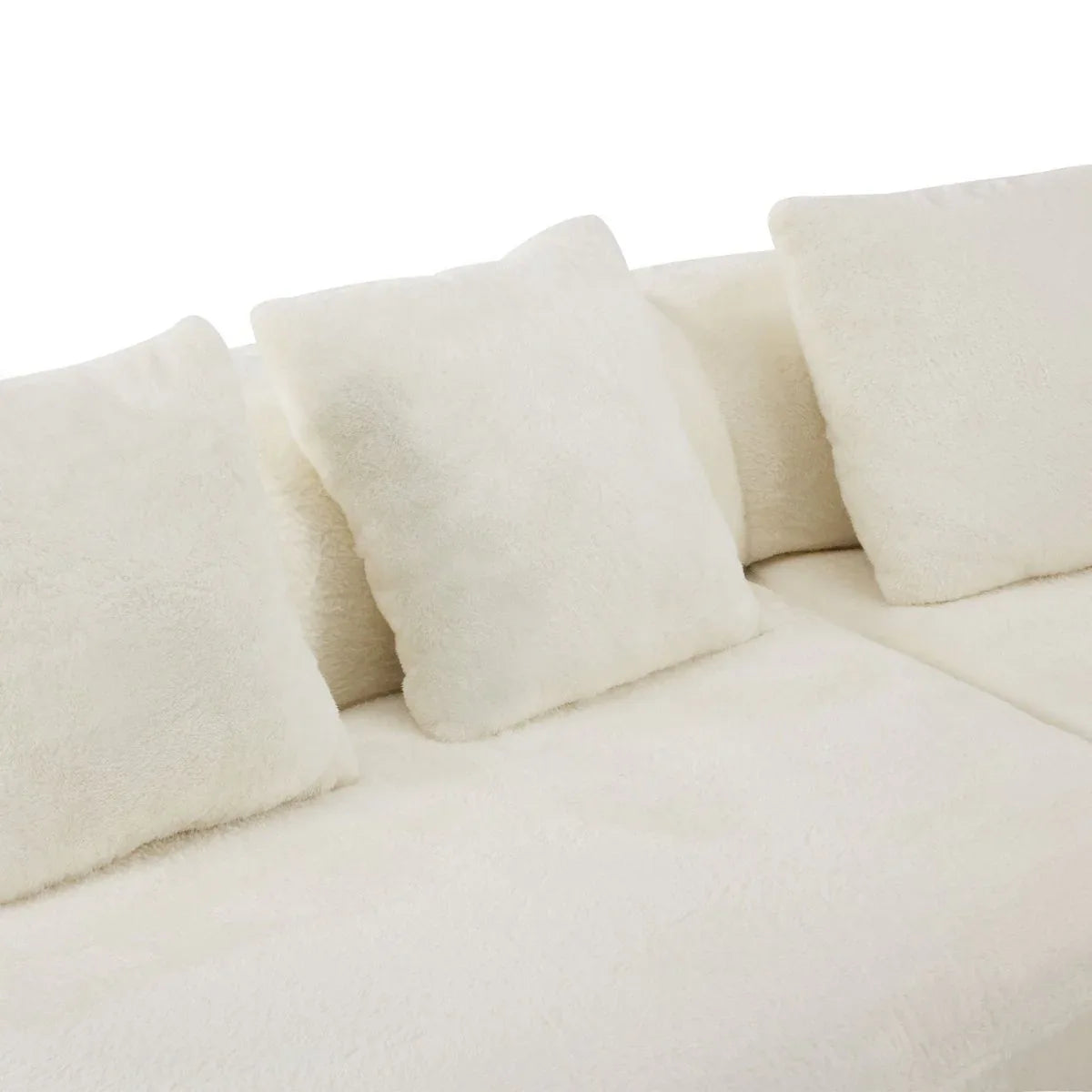 White Plush Curved Velvet 4-Seat Sofa - Omega Lifestyles